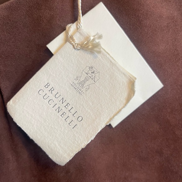 NWT Brunello Cucinelli Rich Brown Italian Leather Suede Shirt Size 40 Women’s - Picture 6 of 13